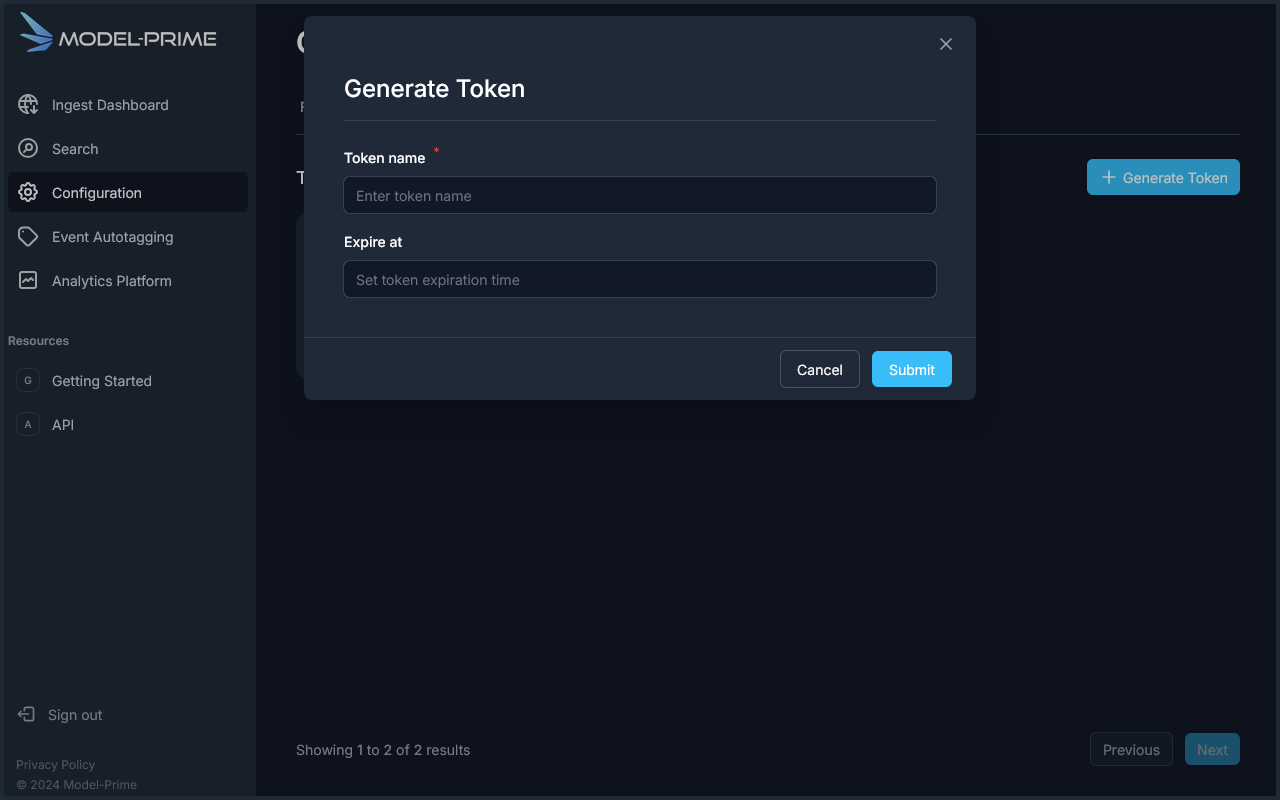 Web App UI Generate Token